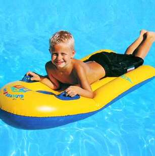 加厚儿童冲浪板游泳滑水板水上充气浮床小孩带把手坐艇水上玩具船