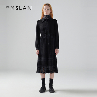 周商场同款 雪纺蕾丝收腰抽绳连衣裙裙子MEDE4118 MSLAN时装