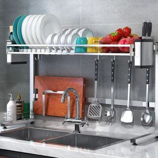 304不锈钢碗架伸缩沥水篮厨房水槽置物架上方碗筷收纳架放碗碟架
