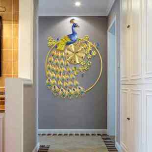 欧式 时尚 轻奢钟表客厅创意孔雀挂钟家居装 饰艺术时钟