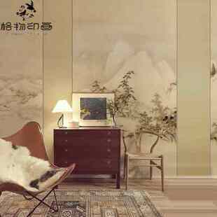 现代日式 大气水墨山水电视背景墙纸壁布书房沙发壁布茶室定制壁画