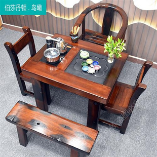 茶桌老阳台船木简约泡茶阳台小户型台桌椅功夫家用茶组合实木现代