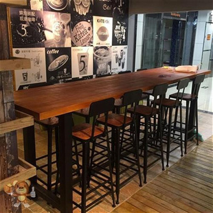 实木铁艺酒吧台桌椅组合长条桌家用升降椅子高脚桌酒吧桌现代简约