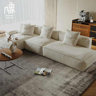 几象复古亚麻布艺沙发转角组合可拆洗沙发客厅现代大户型豆腐块