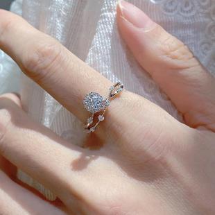 灿若星辰钻戒30分莫桑石女纯银18K金小众设计求婚结婚仙女假戒指