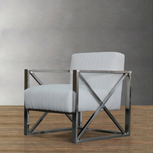 时尚 设计师休闲椅简约现代不锈钢扶手椅子北欧简约创意单人沙发椅