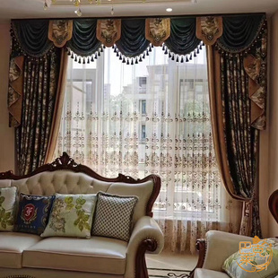 窗帘客厅奢华大气 美式 欧式 雪尼尔提花高档定制 豪华卧室遮光 法式