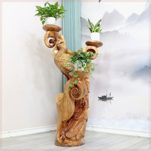 根雕花架客厅树根木雕摆件实木阳台盆景架天然随形整体原木置物架