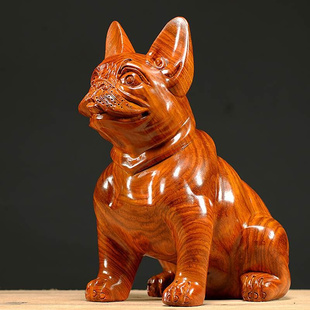 花梨木雕狗摆件动物雕刻十二生肖狗红木家居客厅办公室装 饰工艺品
