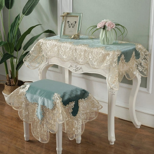 欧式 梳妆台桌布蕾丝ins风书桌盖布卧室公主风化妆台布梳妆桌垫子.