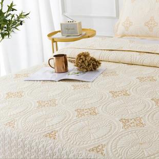 高档出口刺绣床盖绣花绗缝被纯棉空调被防滑单件床单夹棉床罩三件