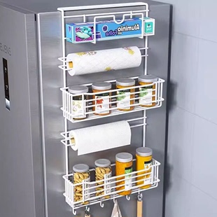 冰箱置物架多功能侧面挂架厨房纸巾保鲜膜袋调味料收纳架用品家用
