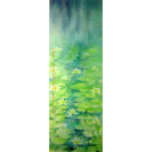 定制 欧式 抽象油画艺术玻璃玄关隔断屏风门芯背景墙 莫奈名作睡莲