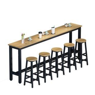 简约现代家用长条桌餐桌靠墙吧台桌吧台椅奶茶店窄桌子靠窗高脚桌