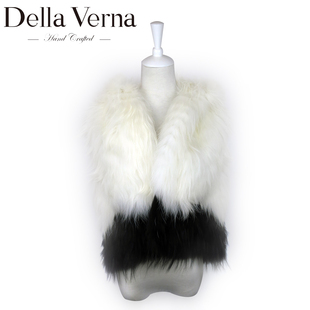 Della Verna蒂维纳貉子毛皮草背心女外穿冬季 短款 马夹外套