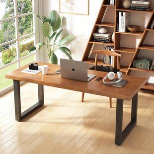 桌美式 简易工作台学生写字书桌家用卧室简约办公桌子 实木电脑台式