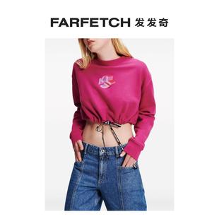 Karl Lagerfeld女士经典 logo印花短款 卫衣FARFETCH发发奇