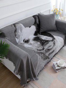沙发巾全盖沙发毯懒人沙发罩野餐布四季 盖 定制北欧简约法斗狗美式