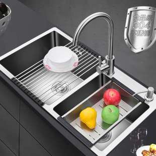 厨房水槽双槽家用304不锈钢加厚手工单槽洗菜盆洗碗池洗手盆水池