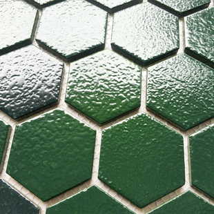 简约现代六角陶瓷马赛克卫生间厨房吧台客厅背景墙阳台瓷砖墨绿色