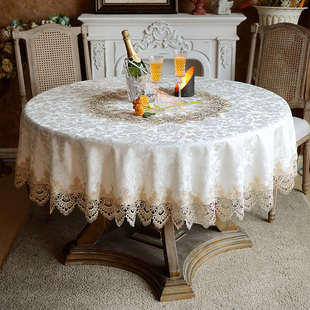 大圆桌布布艺家用台布圆桌垫圆形茶几盖布桌椅套装 蕾丝餐桌布 欧式