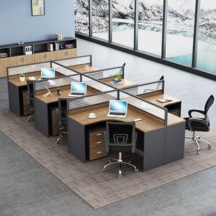 新款 办公家具现代简约员工桌电脑职员办公桌组合4人位办公桌椅屏