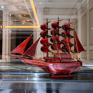 仿古木船郑和宝船船景观装 饰船帆布模型漕运船古代沉船战船 中式