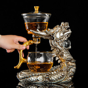 全半自动懒人玻璃茶具茶盘套装 家用透明耐热复古功夫泡茶器茶杯壶