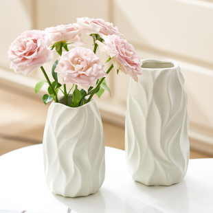 轻奢奶油风陶瓷花瓶水养鲜花玫瑰插花器装 饰摆件现代简约客厅餐桌