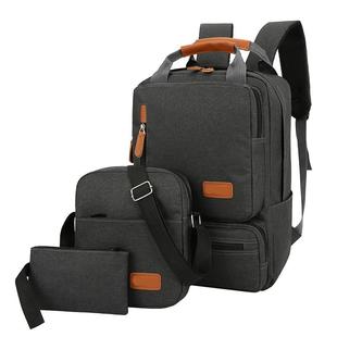 2023跨境新款 三件套双肩包大容量简约商务电脑包旅行包双肩背包