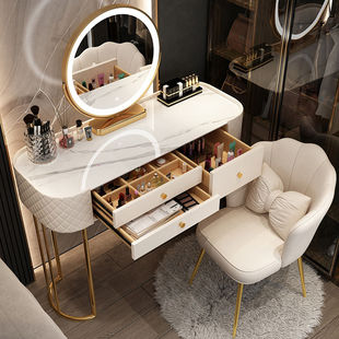 化妆台钢化玻璃北欧化妆桌免安装 小户型梳妆台卧室现代简约轻奢