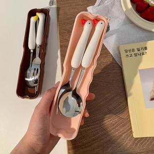 定制0920s筷子勺子套装 一人用餐具三件套单人便携不锈钢叉子收纳