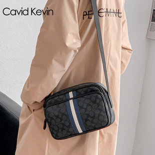Cavid Kevin潮牌男士 单肩包街头潮情侣斜跨包横款 字母手机小方包
