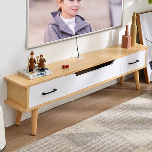 实木板卧室简约现代北欧式 电视柜茶几组合简易超窄迷你小户型轻奢