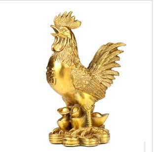 铜公鸡摆件纯铜福鸡手工艺品家居装 饰品办公室客厅桌面生肖圆底鸡