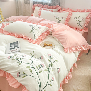 韩式 四件套全水洗棉公主风ins网红款 床单被套夏季 春秋床上用品三4