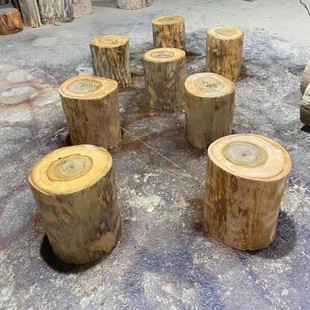 香樟木原木实木墩树墩树桩木头凳子创意茶几角几底座圆凳现代简约