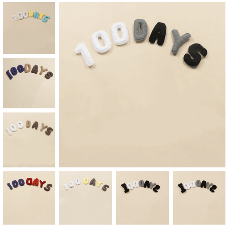 摄影道具新生婴儿拍照针织毛线百天字母道具100DAYS拍照字母装 饰