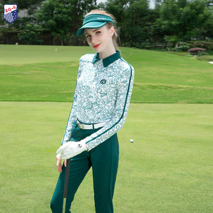 子 弹力T恤墨绿长裤 球服装 春秋ZG6高尔夫女装 女士球衣速干显瘦长袖