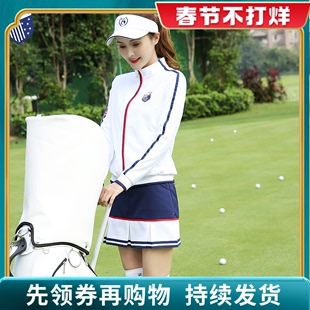 白色外套短裙裤 秋冬短款 秋冬新款 套装 6高尔夫服装 女衣服女装