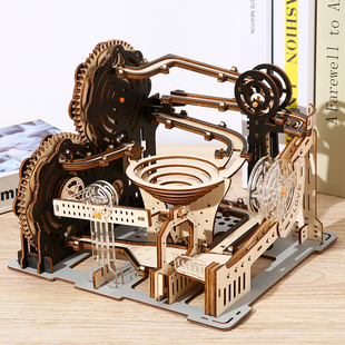 电动机械轨道弹珠滚珠3d木制拼图儿童益智拼装 模型玩具高难度拼板