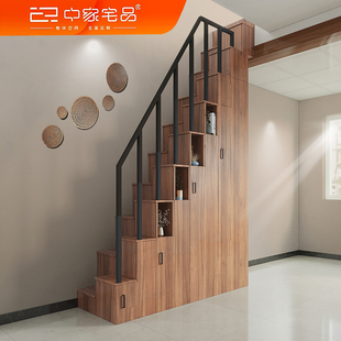 公寓楼梯家用错步直梯储物楼梯可定制衣柜鞋 柜 超小占地省空间复式