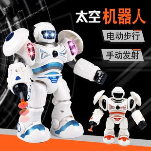 包邮 电动智能机器人 新品 手动发射吸盘飞弹太空战警步行儿童玩具