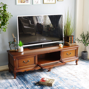 美式 家具客厅欧式 实木电视组合柜田园乡村做旧复古艺术时尚 电视机