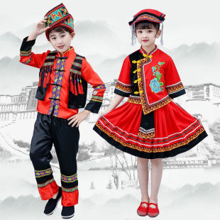 节少数舞蹈演出六表演服壮族月儿童苗一三族彝族装 三民族民族服装
