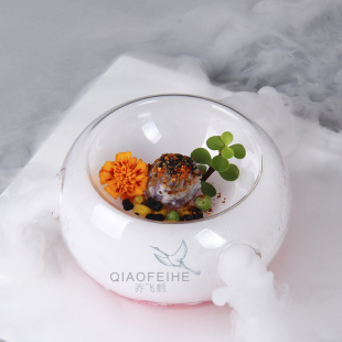 创意干冰冒烟意境菜餐具酒店餐厅特色凉菜分子料理美食耐热玻璃碗