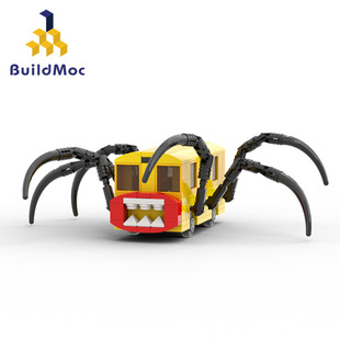 BuildMOC拼装 积木玩具游戏变异查尔斯小火车校车巴士邪恶蜘蛛火车