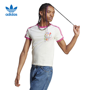 Adidas阿迪达斯三叶草女士夏季 新款 运动休闲圆领短袖 T恤IU0053