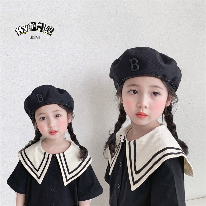 韩版 儿童贝雷帽时尚 休闲百搭画家帽男女宝宝出游个性 卡通蓓蕾帽潮