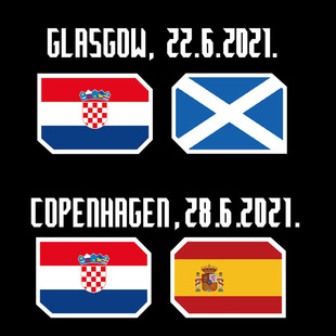 2021欧洲杯克罗地亚对赛对阵西班牙对阵苏格兰对阵热转印小字